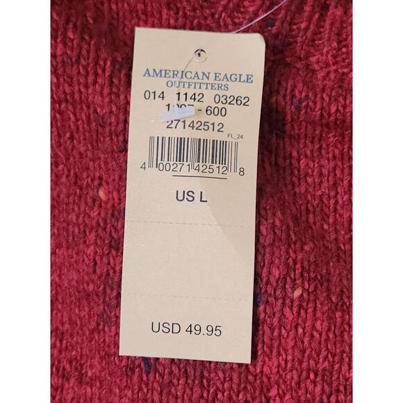 American Eagle Knit Sweater Men's L Red Pullover Crewneck Long Sleeve NWT - Picture 6 of 8